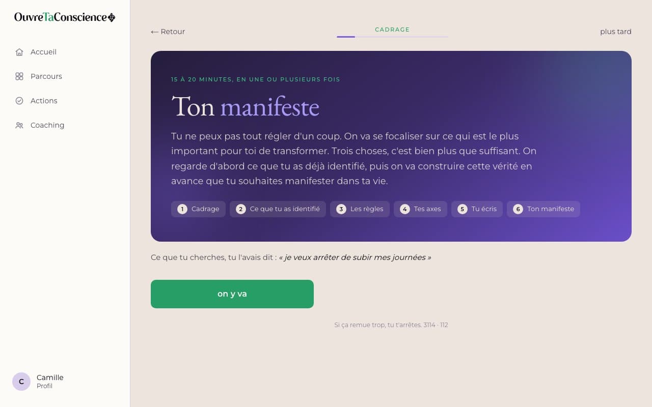 Ton manifeste, dans l'application